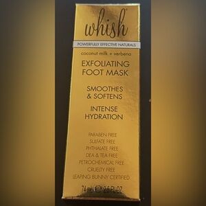 Brand New Whish Exfoliating Foot Mask. 2.4 fl oz sealed and in box.